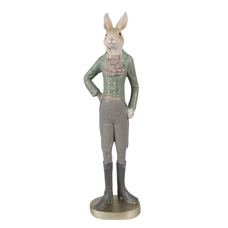 6PR4009 Figur Kaninchen 20 cm Beige Grün Polyresin Osterdekoration