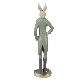 26PR4009 Figurine Lapin 20 cm Beige Vert Polyrésine Décoration de Pâques