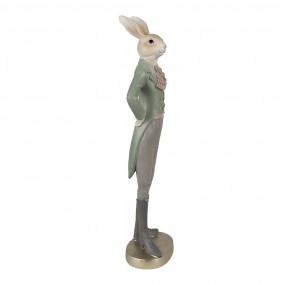 26PR4009 Statuetta Coniglio 20 cm Beige Verde Poliresina Decorazione di Pasqua