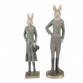26PR4009 Figur Kaninchen 20 cm Beige Grün Polyresin Osterdekoration