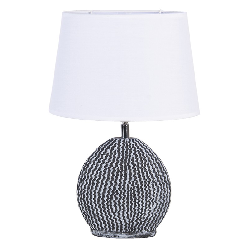 6LMC0045 Table Lamp 26x19x38 cm  White Grey Plastic Oval Desk Lamp