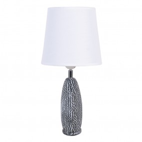 26LMC0045 Lampada da tavolo 26x19x38 cm  Bianco Grigio  Plastica Ovale Lampada da scrivania