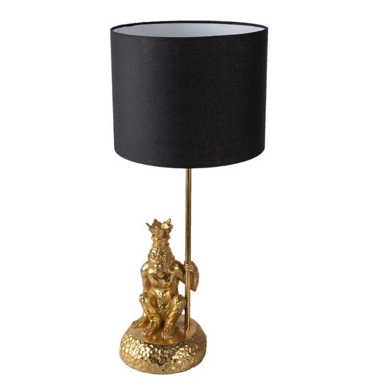 6LMC0048 Desk Lamp Monkey Ø 23x45 cm  Gold colored Black Plastic Table Lamp