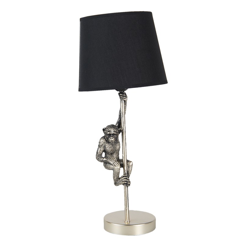 6LMC0049 Table Lamp Monkey Ø 20x49 cm  Silver colored Black Plastic Round Desk Lamp