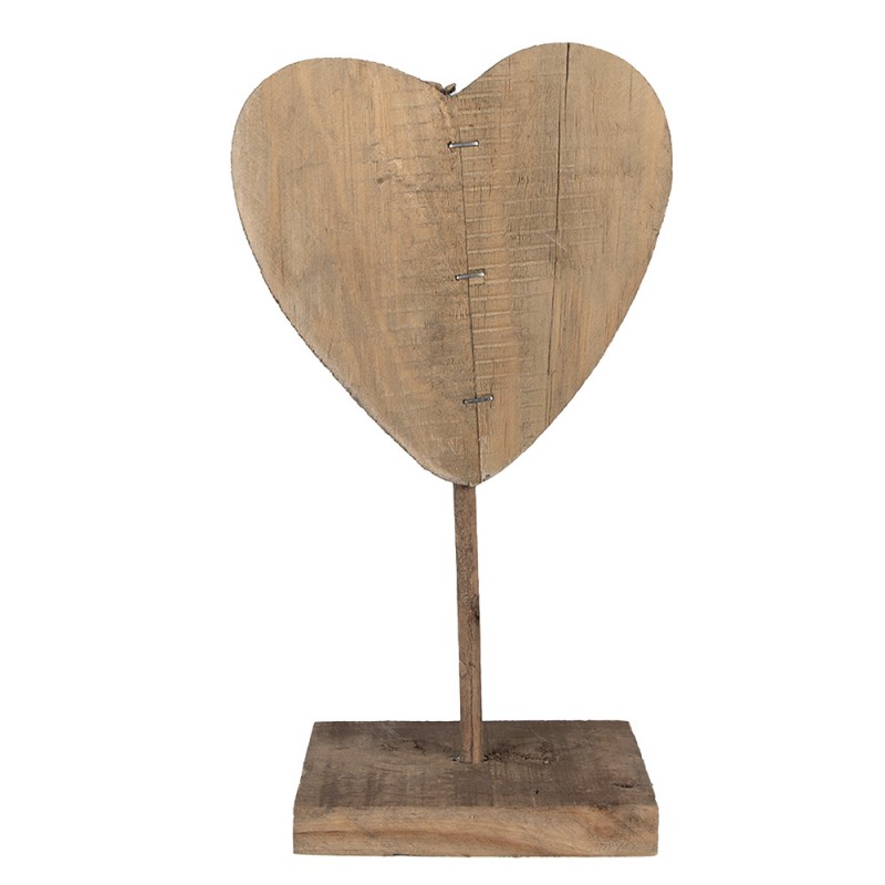 6H2377 Decorative Figurine Heart 15x8x27 cm Brown Wood