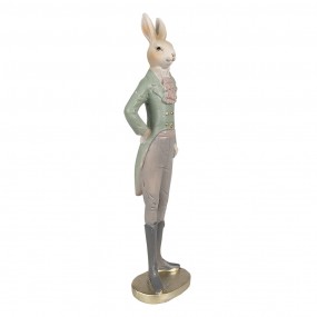 26PR4010 Statuetta Coniglio 40 cm Beige Verde Poliresina Decorazione di Pasqua
