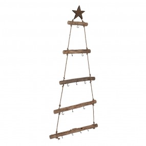 26H2380 Hangende ladder Kerstbomen 46x5x110 cm Bruin Hout Kerstdecoratie