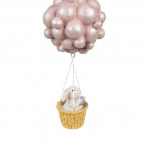 26PR4125 Decorazione pendente Mongolfiera 22 cm Beige Rosa  Poliresina Ciondolo di Pasqua