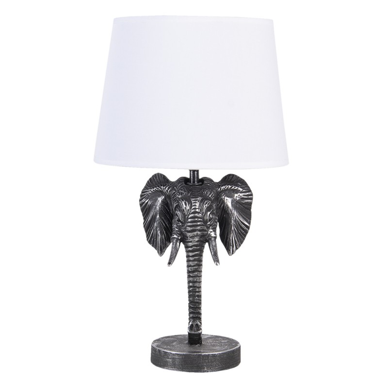 6LMC0052 Tischlampe Elefant 23x23x41 cm  Schwarz Weiß Kunststoff Schreibtischlampe