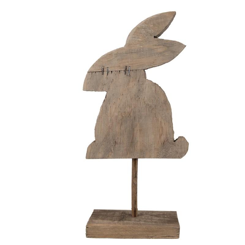 6H2376 Figurine décorative Lapin 14x8x32 cm Marron Bois