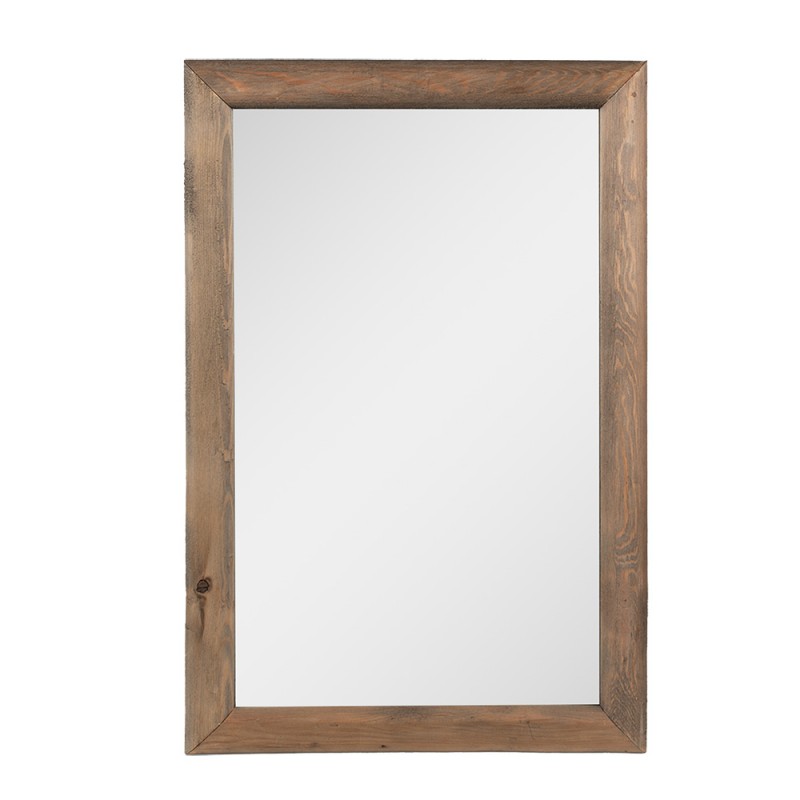 52S307 Mirror 38x58 cm Brown Wood Glass Rectangle Wall Mirror