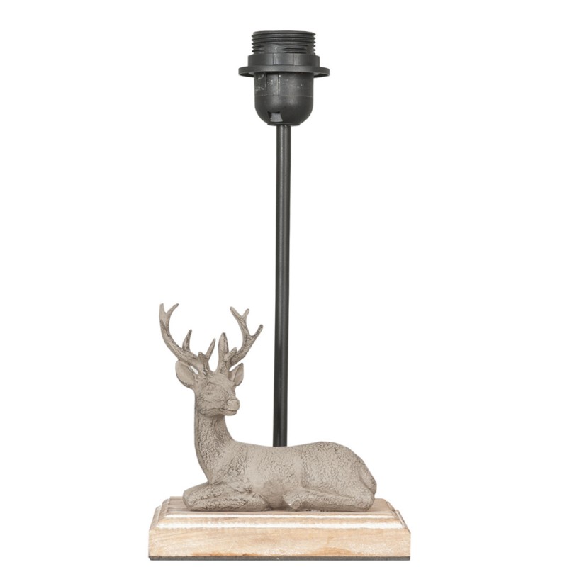6LMP259 Lamp Base  16x13x35 cm  Brown Wood Plastic Deer Round Lamp Base
