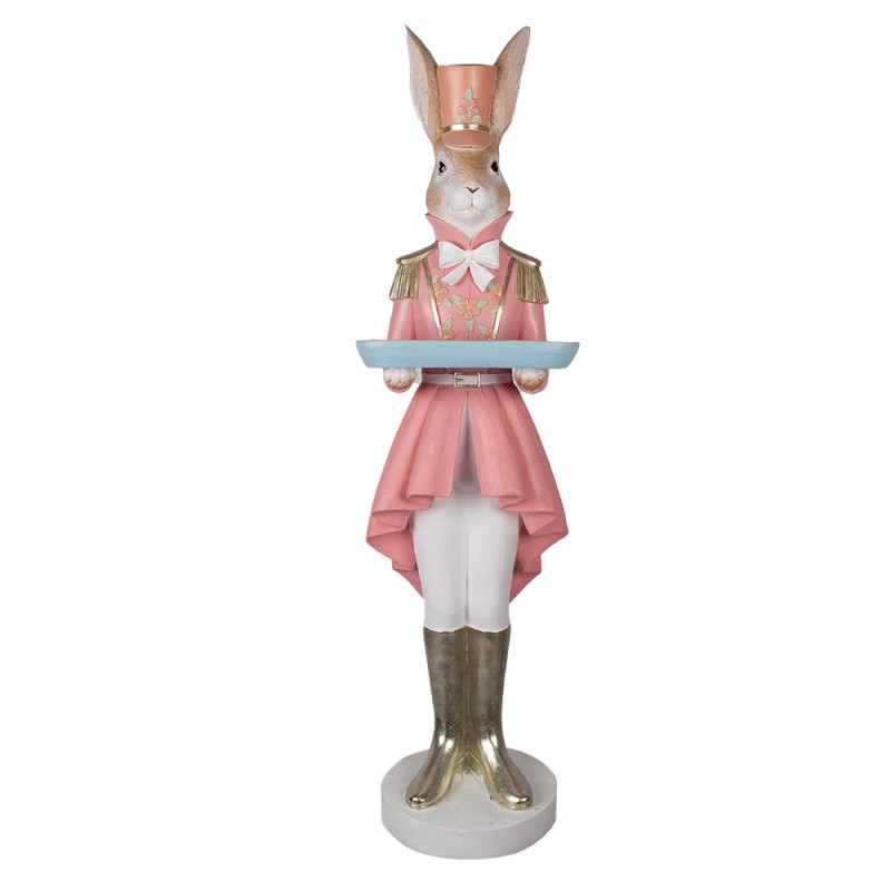 5MG0025 Statuetta Coniglio 124 cm Marrone Rosa  Materiale ceramico Decorazione di Pasqua