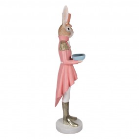 25MG0025 Figurine Rabbit 124 cm Brown Pink Ceramic material Easter Decoration