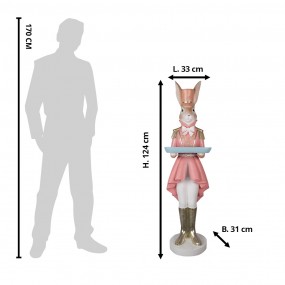25MG0025 Figur Kaninchen 124 cm Braun Rosa Keramikmaterial Osterdekoration