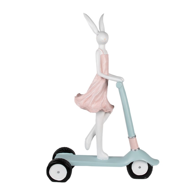 5PR0133 Figurine Rabbit 62 cm White Pink Polyresin Easter Decoration