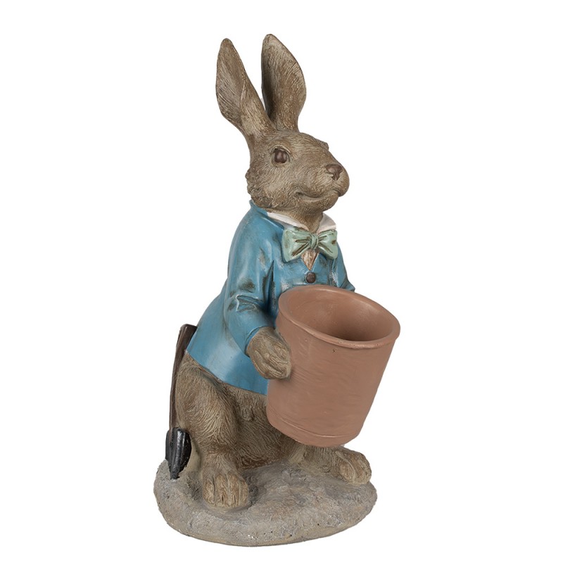 6PR5038 Figurine Rabbit 46 cm Brown Blue Polyresin Planter