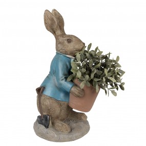 26PR5038 Figurine Rabbit 46 cm Brown Blue Polyresin Planter