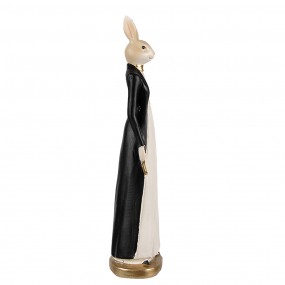 26PR4127 Figur Kaninchen 20 cm Weiß Schwarz Polyresin Osterdekoration
