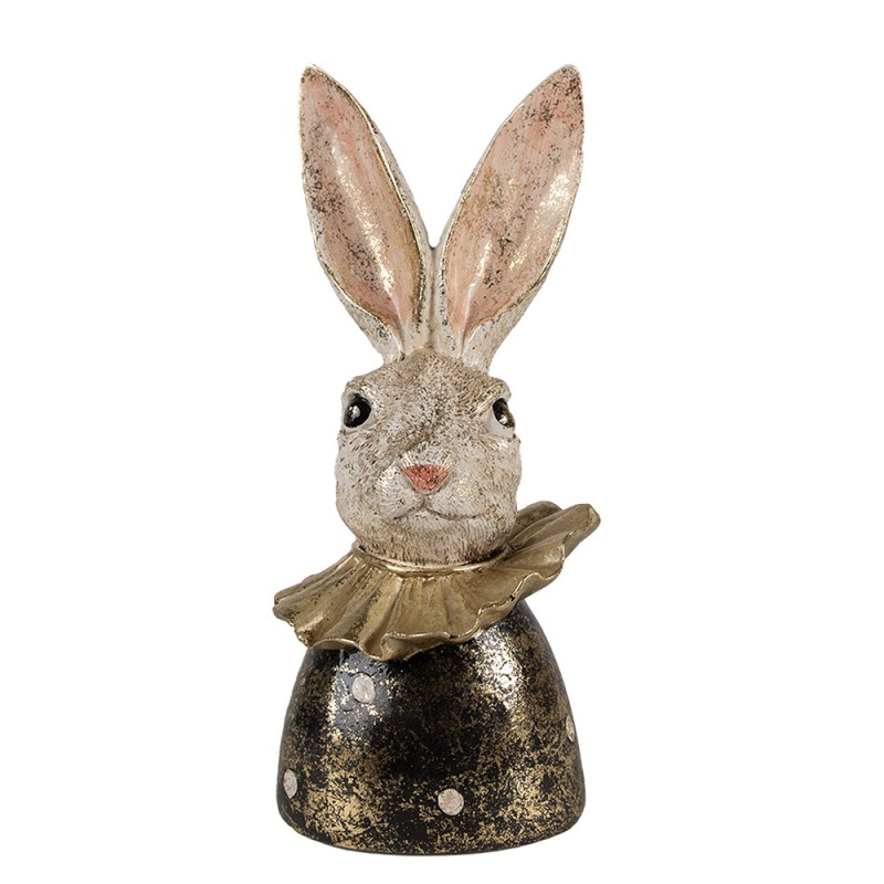 6PR4086 Figurine Rabbit 23 cm White Gold colored Polyresin Easter Decoration