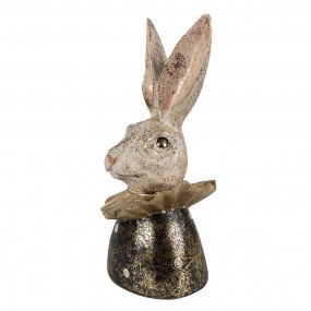 26PR4086 Figurine Rabbit 23 cm White Gold colored Polyresin Easter Decoration