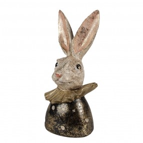 26PR4086 Figurine Lapin 23 cm Blanc Couleur or Polyrésine Décoration de Pâques