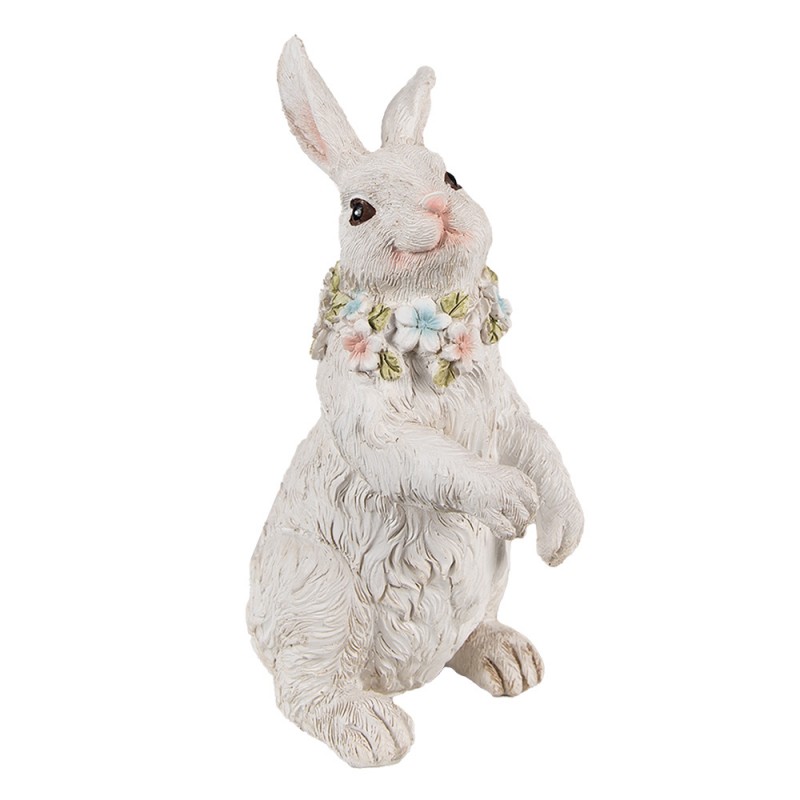6PR4092 Statuetta Coniglio 20 cm Bianco Poliresina Decorazione di Pasqua