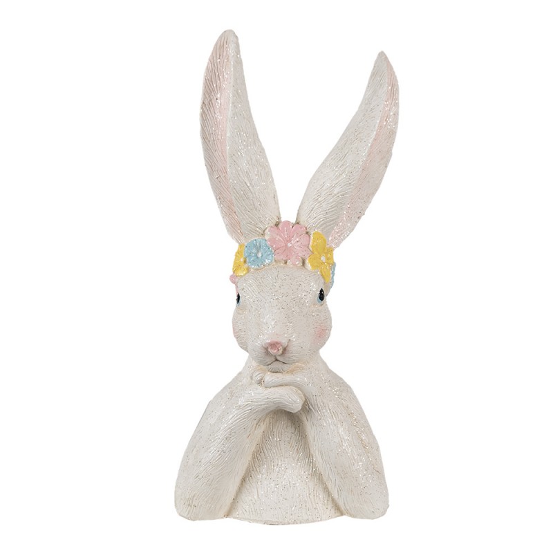 6PR4093 Figurine Rabbit 46 cm White Polyresin Easter Decoration