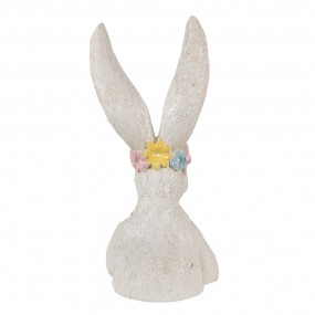 26PR4093 Statuetta Coniglio 46 cm Bianco Poliresina Decorazione di Pasqua