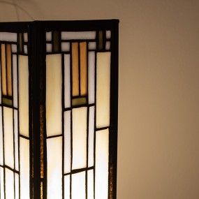 25LL-9332 Tiffany Tafellamp  12x12x35 cm  Beige Bruin Glas Rechthoek Tiffany Bureaulamp