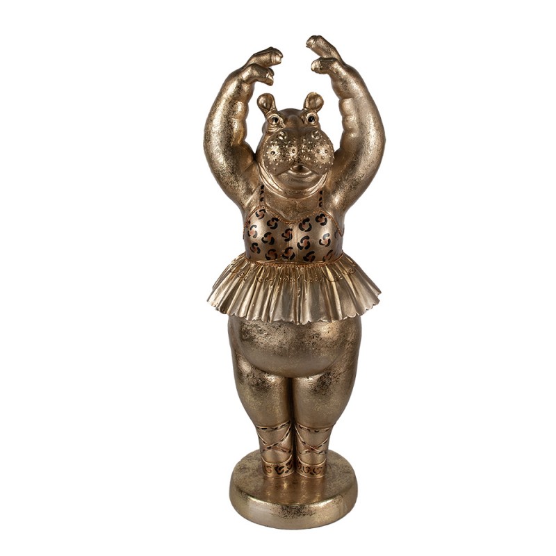 5PR0117 Dekorationsfigur 64 cm Goldfarbig Polyresin Nilpferd Ballerina Nilpferd