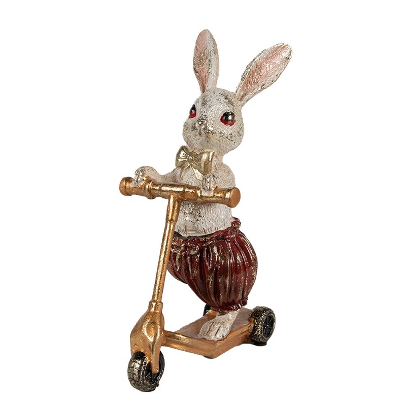 6PR4082 Figurine Rabbit 25 cm White Gold colored Polyresin Easter Decoration