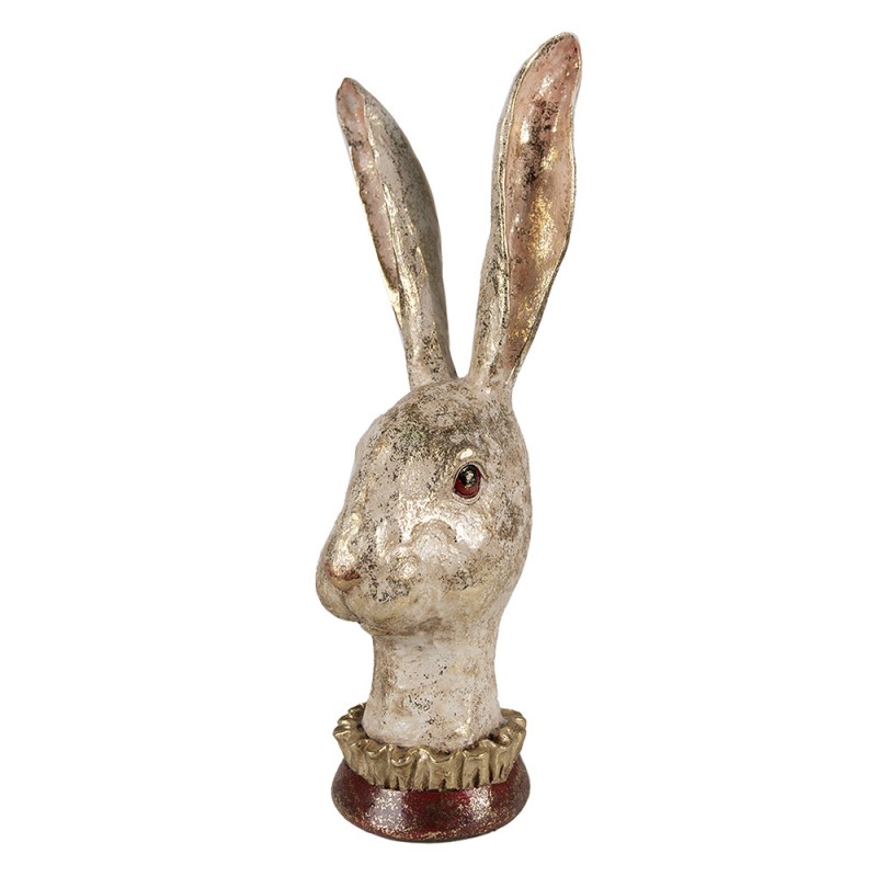 6PR4087 Figur Kaninchen 28 cm Weiß Goldfarbig Polyresin Osterdekoration
