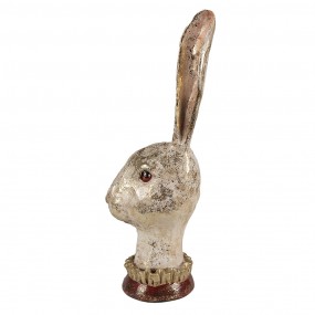 26PR4087 Figur Kaninchen 28 cm Weiß Goldfarbig Polyresin Osterdekoration