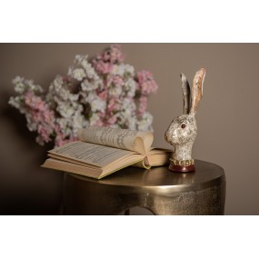 26PR4087 Figur Kaninchen 28 cm Weiß Goldfarbig Polyresin Osterdekoration