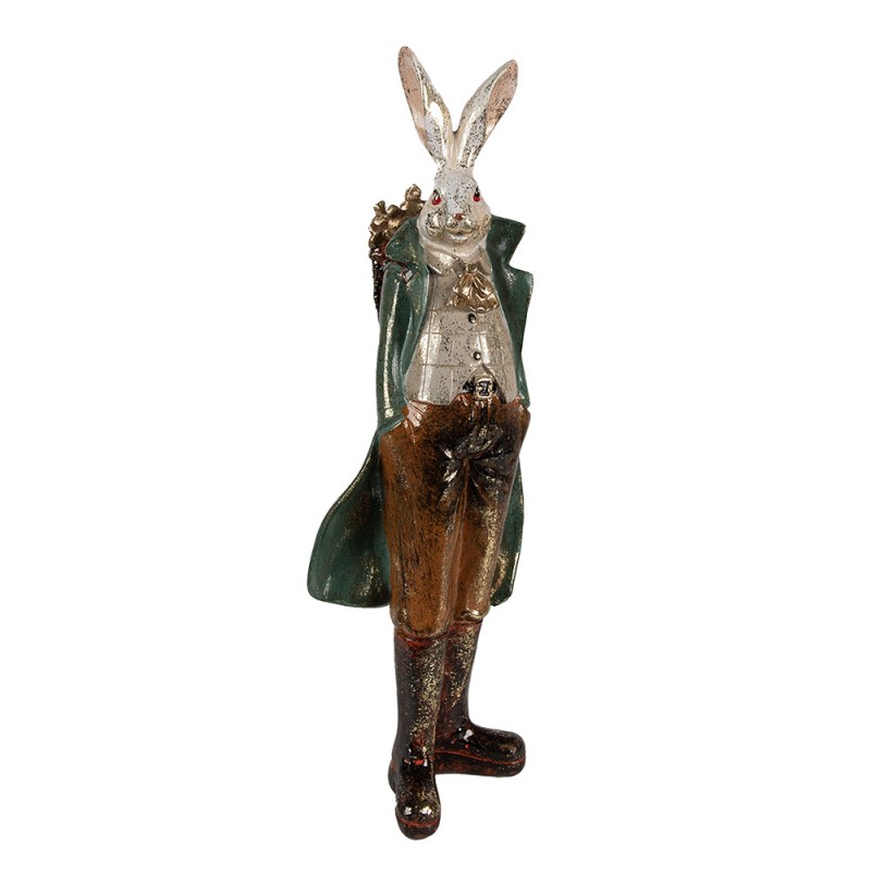 6PR4088 Figurine Rabbit 37 cm White Gold colored Polyresin Easter Decoration