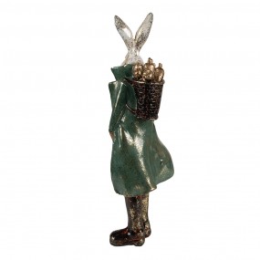 26PR4088 Figurine Rabbit 37 cm White Gold colored Polyresin Easter Decoration