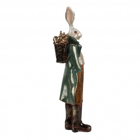 26PR4088 Figurine Rabbit 37 cm White Gold colored Polyresin Easter Decoration