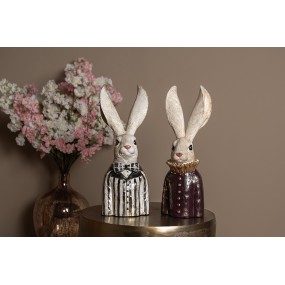 26PR4089 Figurine Rabbit 42 cm White Gold colored Polyresin Easter Decoration