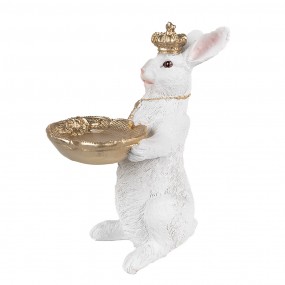 26PR4091 Figurine Rabbit 22 cm White Gold colored Polyresin Easter Decoration