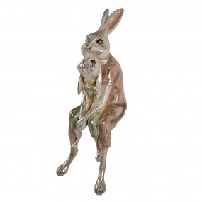 25PR0128 Figurine Rabbit 65 cm White Pink Polyresin Easter Decoration