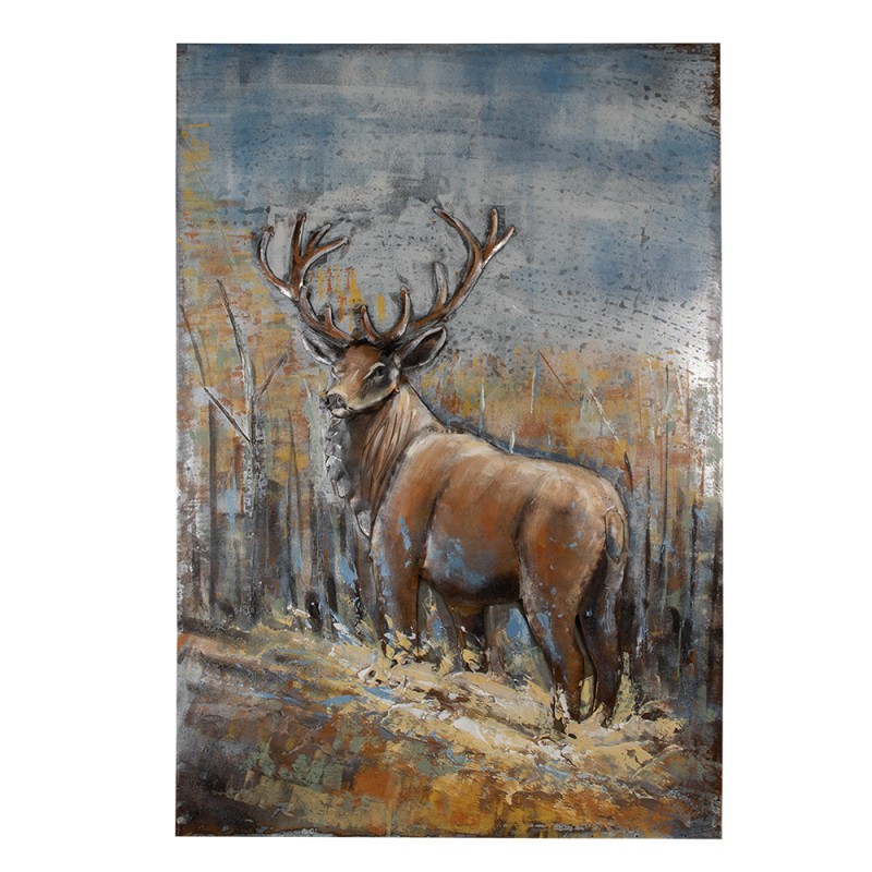 5WA0192 3D Metal Paintings 80x120 cm Brown Iron Deer Wall Decor