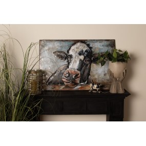 25WA0193 3D Metal Paintings 90x60 cm Black White Iron Cow Wall Decor