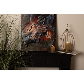 25WA0195 Peintures métalliques en 3D  60x90 cm Marron Bleu Fer Guitare Décoration des murs