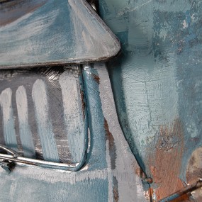 25WA0199 3D Metal Paintings 80x80 cm Blue Iron Camper Wall Decor
