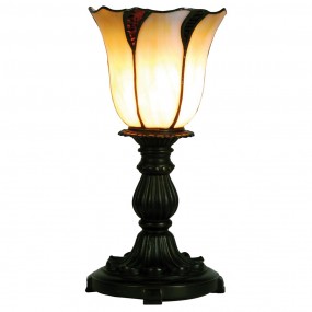 25LL-5136 Lampada da tavolo Tiffany Ø 16x32 cm  Beige Marrone  Vetro Lampada da scrivania Tiffany