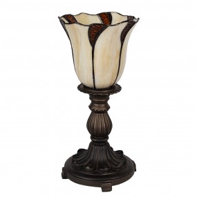 25LL-5136 Table Lamp Tiffany Ø 16x32 cm  Beige Brown Glass Desk Lamp Tiffany