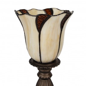 25LL-5136 Table Lamp Tiffany Ø 16x32 cm  Beige Brown Glass Desk Lamp Tiffany