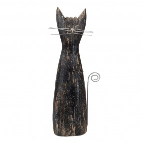 26H2331 Decorative Figurine Cat 31 cm Black Wood