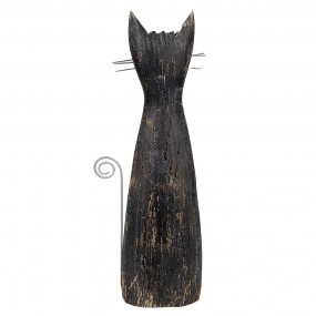 26H2331 Dekorationsfigur Katze 31 cm Schwarz Holz